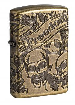 Зажигалка Zippo Armor™ Freedom Skull Antique Brass™ 49035